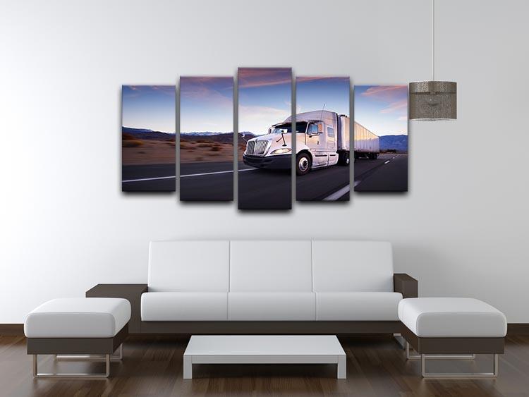 Truck and highway at sunset 5 Split Panel Canvas  - Canvas Art Rocks - 3