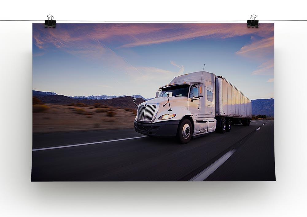 Truck and highway at sunset Canvas Print or Poster - Canvas Art Rocks - 2