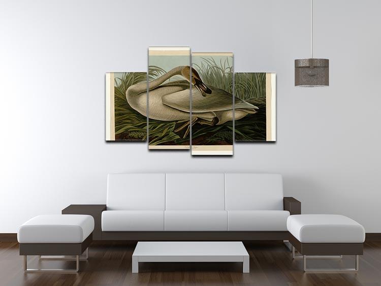 Trumpeter_Swan by Audubon 4 Split Panel Canvas - Canvas Art Rocks - 3