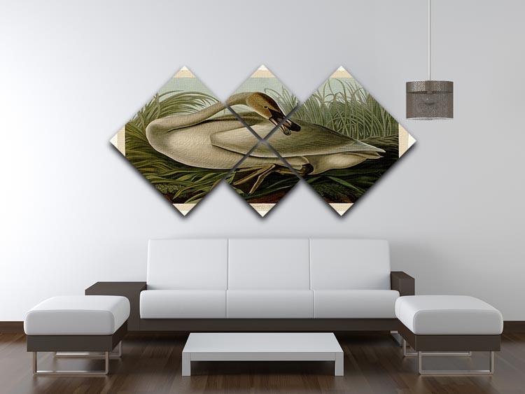 Trumpeter_Swan by Audubon 4 Square Multi Panel Canvas - Canvas Art Rocks - 3