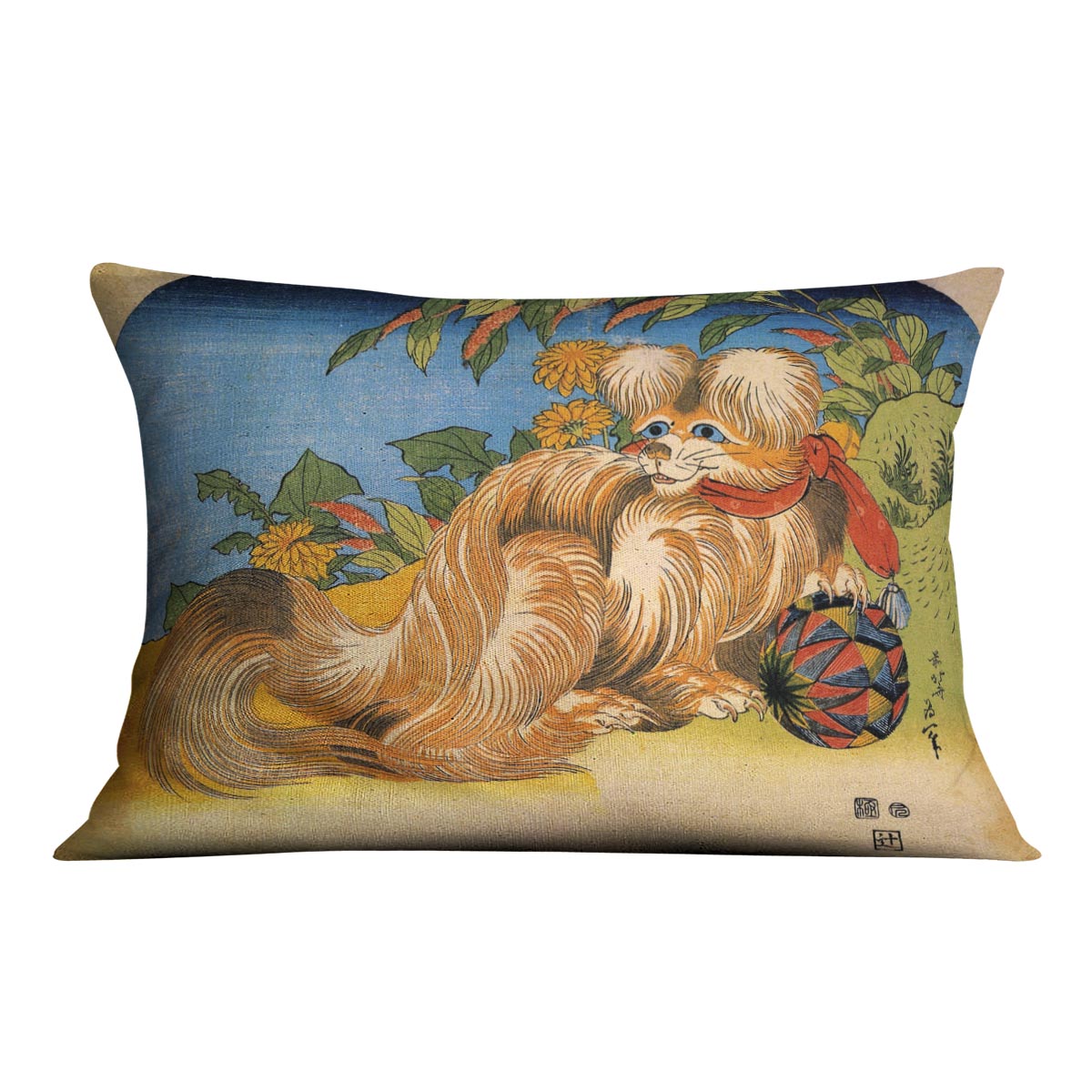 Tschin - the pet dog by Hokusai Cushion