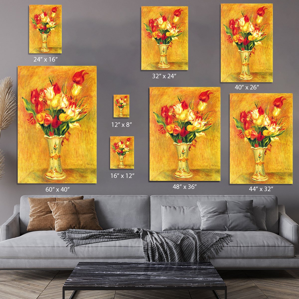 Tulips in a Vase by Renoir Canvas Print or Poster