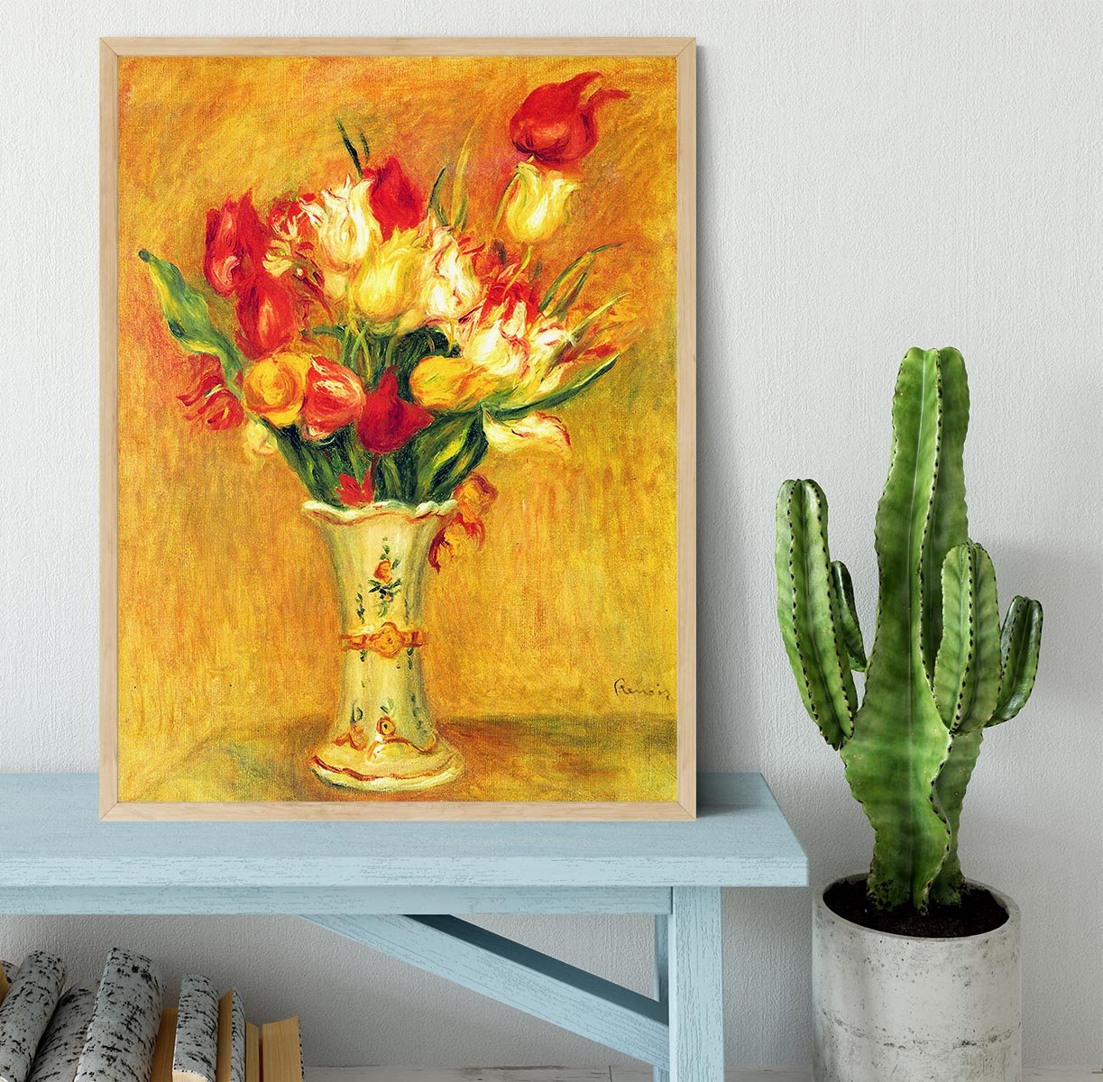 Tulips in a Vase by Renoir Framed Print - Canvas Art Rocks - 4