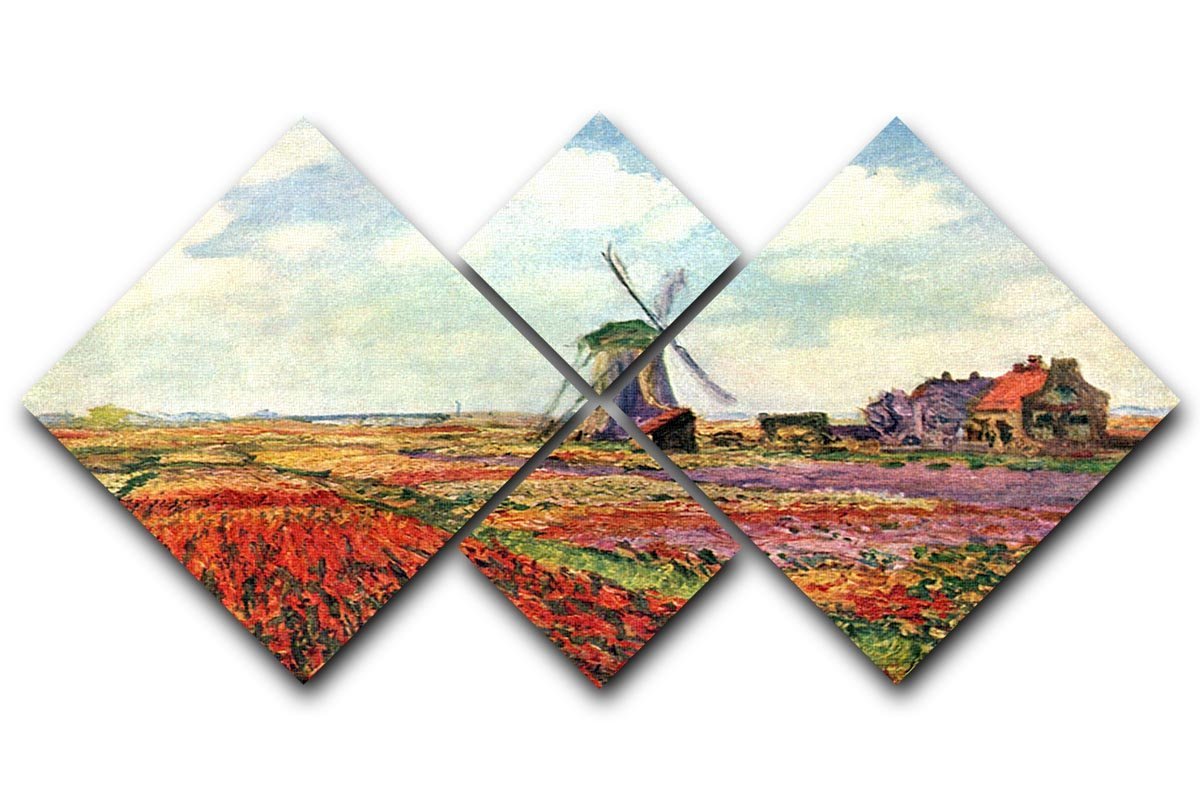 Tulips of Holland by Monet 4 Square Multi Panel Canvas  - Canvas Art Rocks - 1