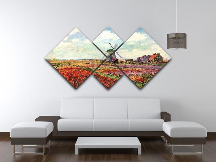 Tulips of Holland by Monet 4 Square Multi Panel Canvas - Canvas Art Rocks - 3