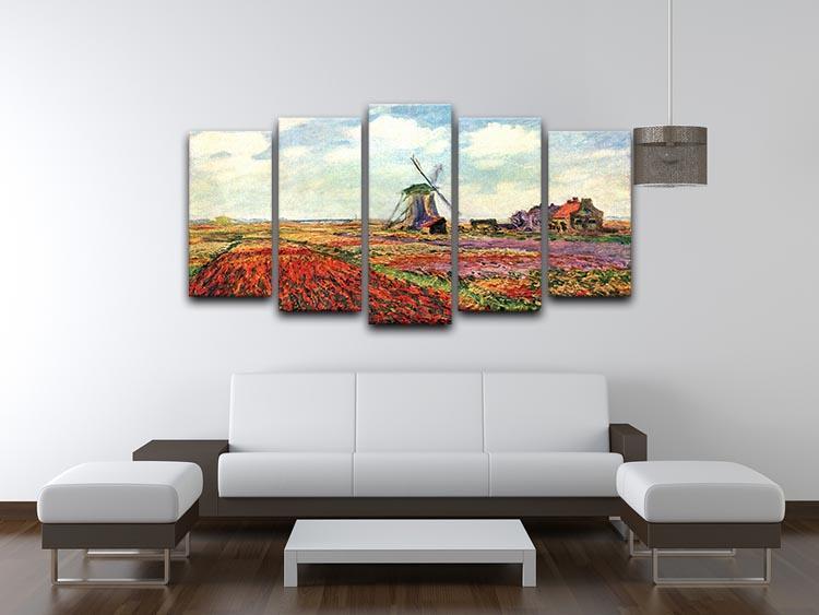 Tulips of Holland by Monet 5 Split Panel Canvas - Canvas Art Rocks - 3