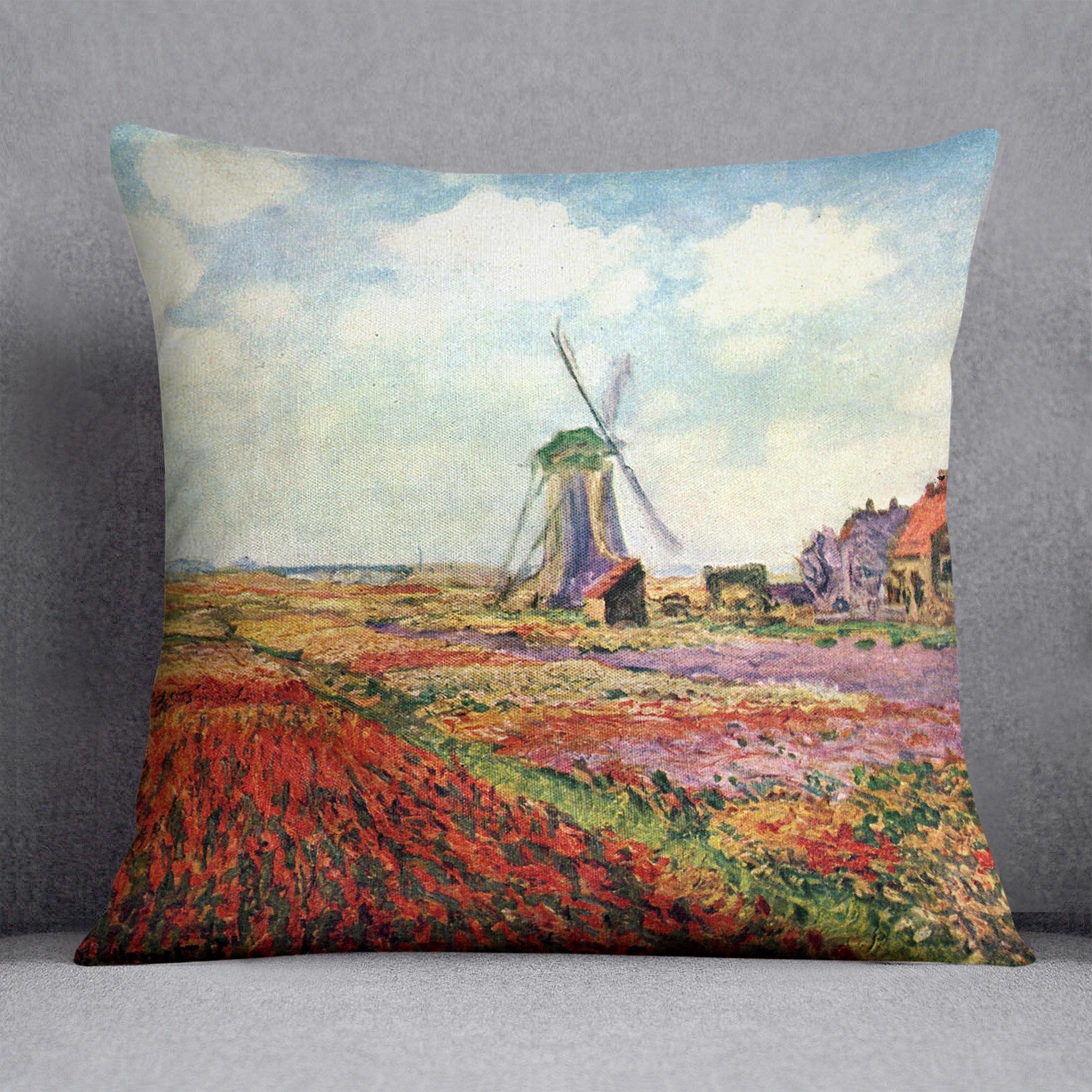 Tulips of Holland by Monet Throw Pillow