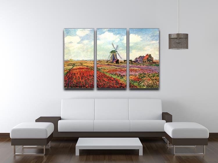 Tulips of Holland by Monet Split Panel Canvas Print - Canvas Art Rocks - 4