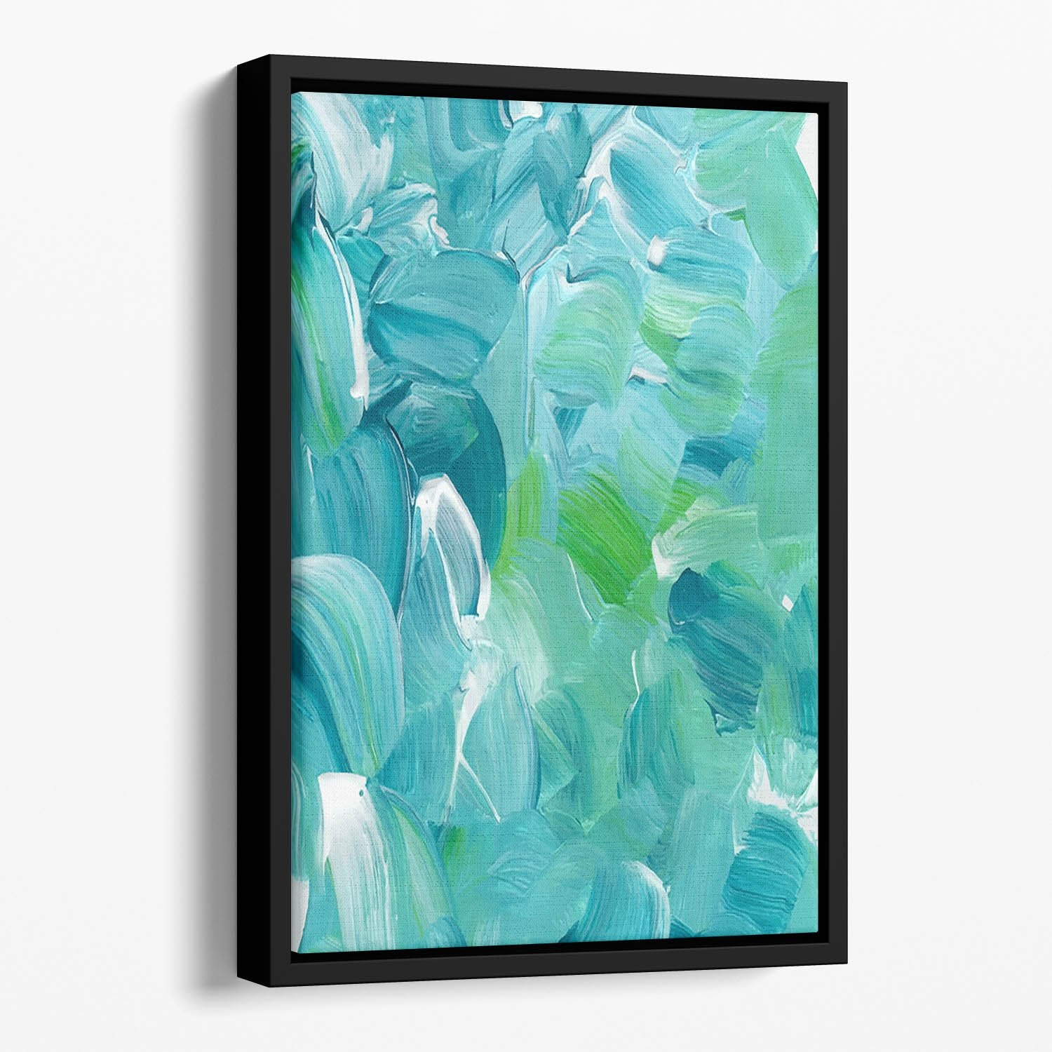 Turquoise blue oil paint Floating Framed Canvas