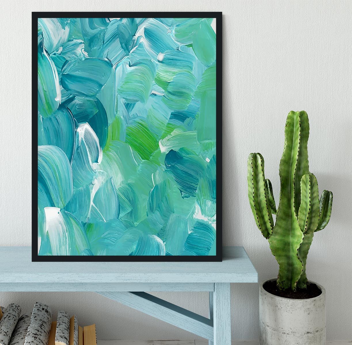 Turquoise blue oil paint Framed Print - Canvas Art Rocks - 2