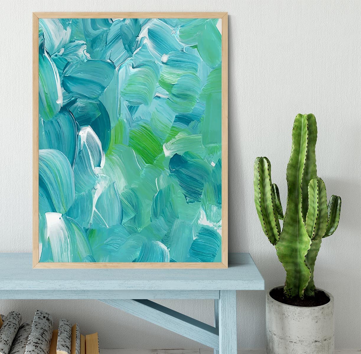 Turquoise blue oil paint Framed Print - Canvas Art Rocks - 4