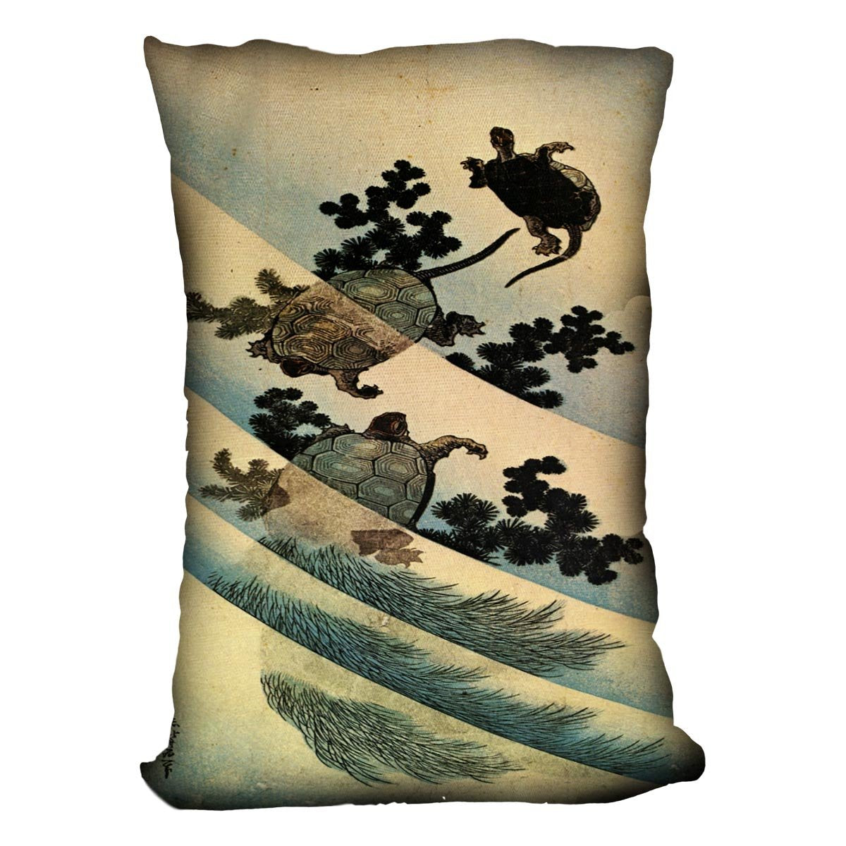 Turtles by Hokusai Throw Pillow