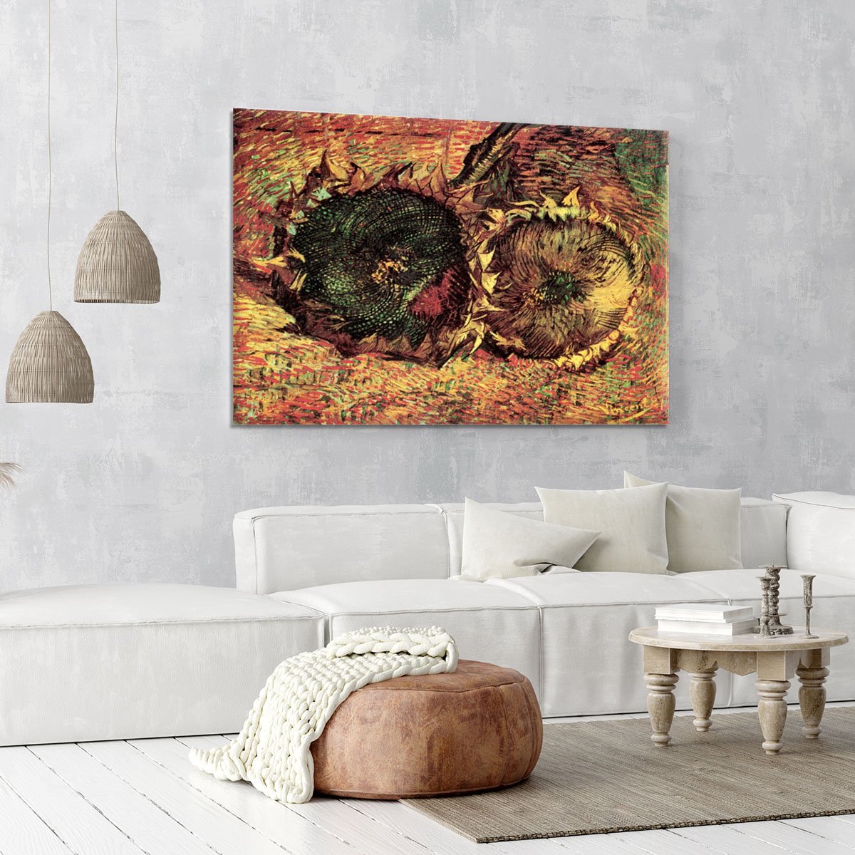 Two Cut Sunflowers 2 by Van Gogh Canvas Print or Poster
