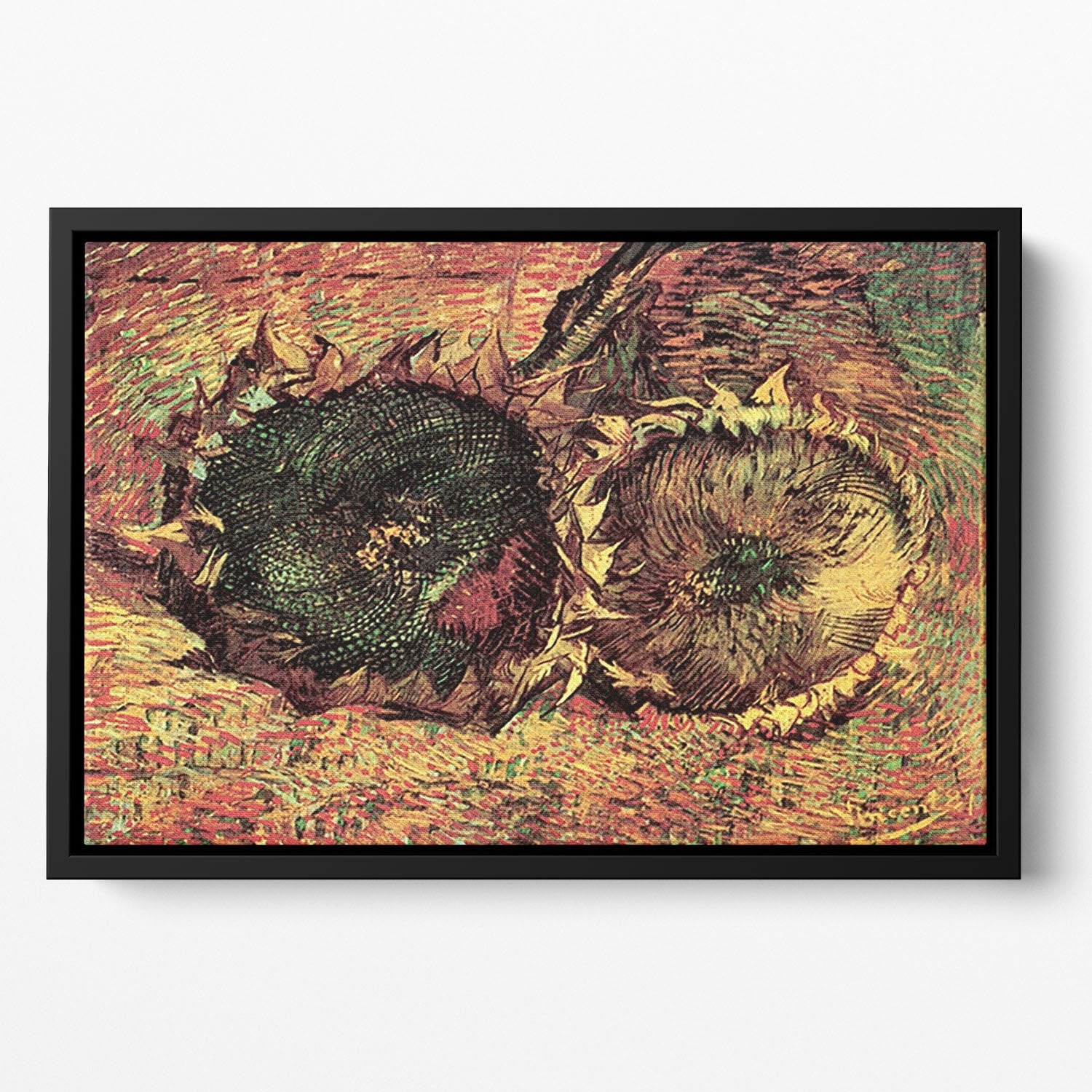 Two Cut Sunflowers 2 by Van Gogh Floating Framed Canvas