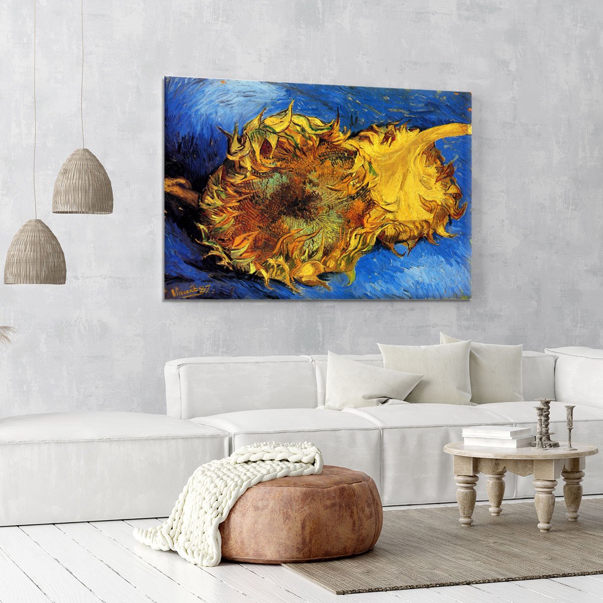 Two Cut Sunflowers 3 by Van Gogh Canvas Print or Poster