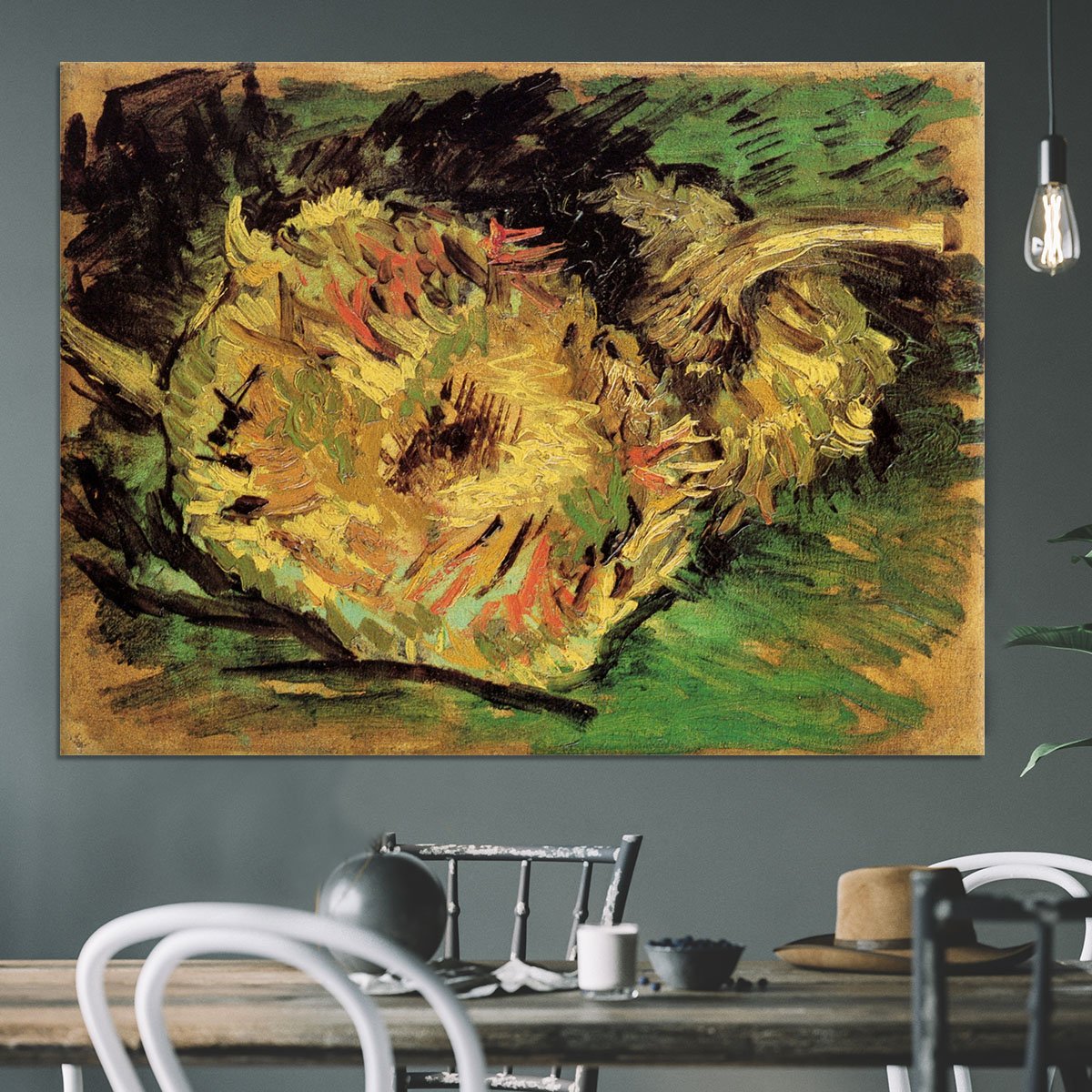 Two Cut Sunflowers by Van Gogh Canvas Print or Poster
