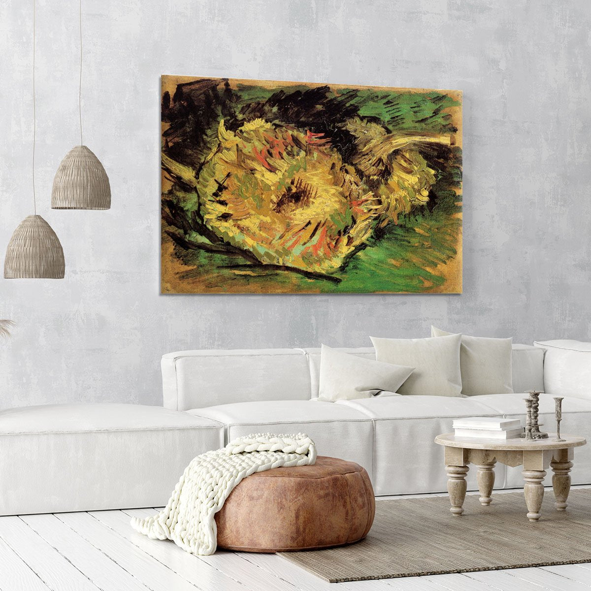 Two Cut Sunflowers by Van Gogh Canvas Print or Poster