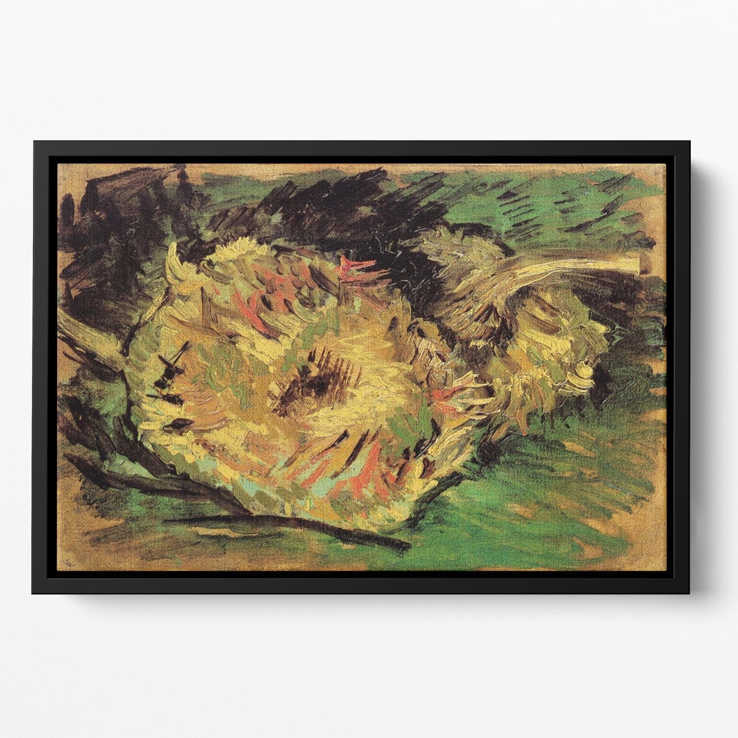 Two Cut Sunflowers by Van Gogh Floating Framed Canvas