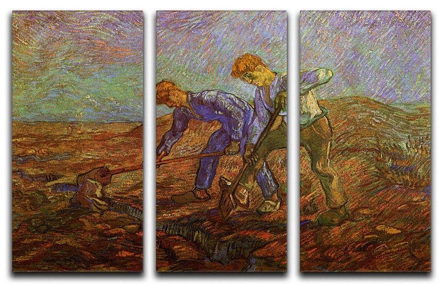 Two Peasants Digging by Van Gogh 3 Split Panel Canvas Print - Canvas Art Rocks - 4