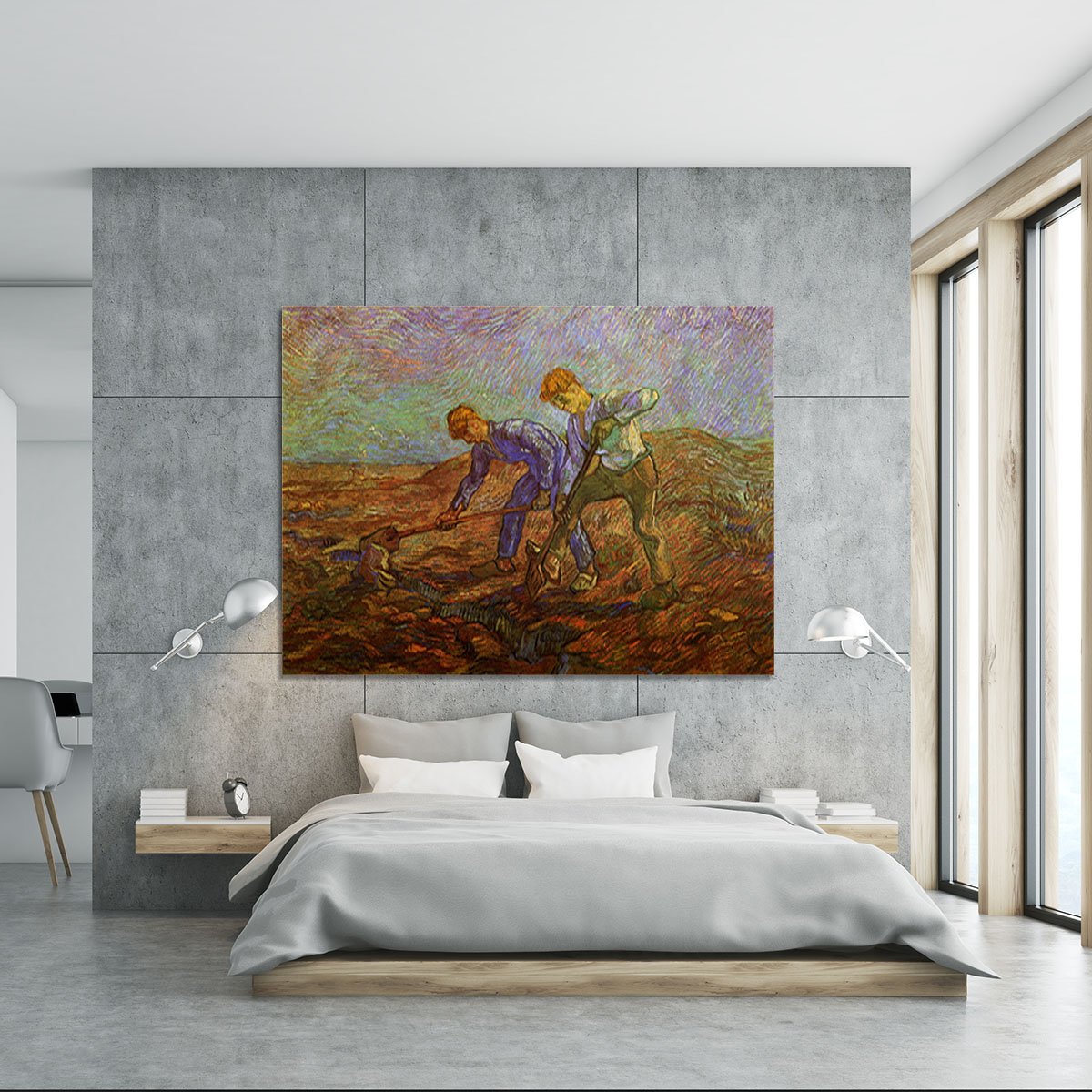 Two Peasants Digging by Van Gogh Canvas Print or Poster