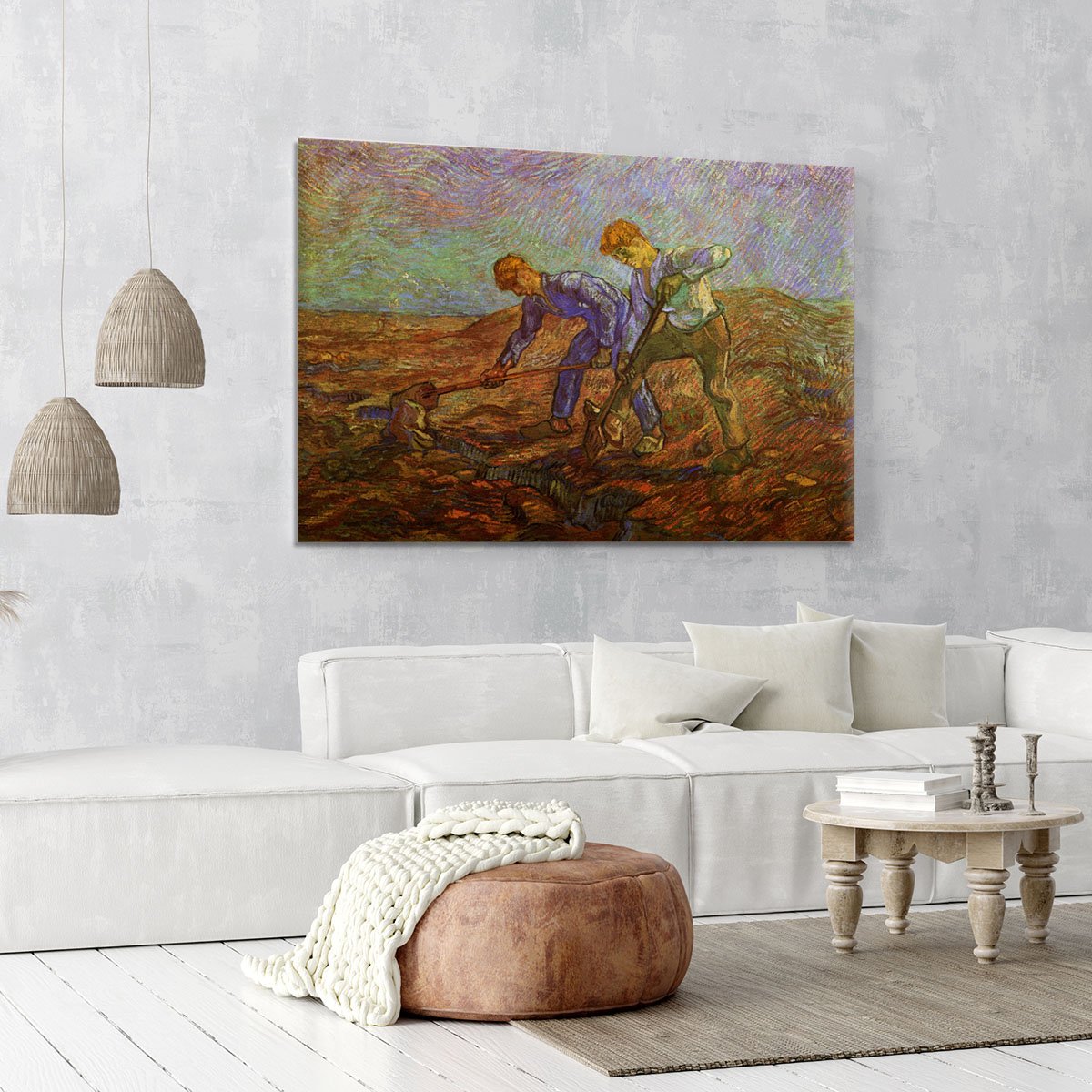 Two Peasants Digging by Van Gogh Canvas Print or Poster