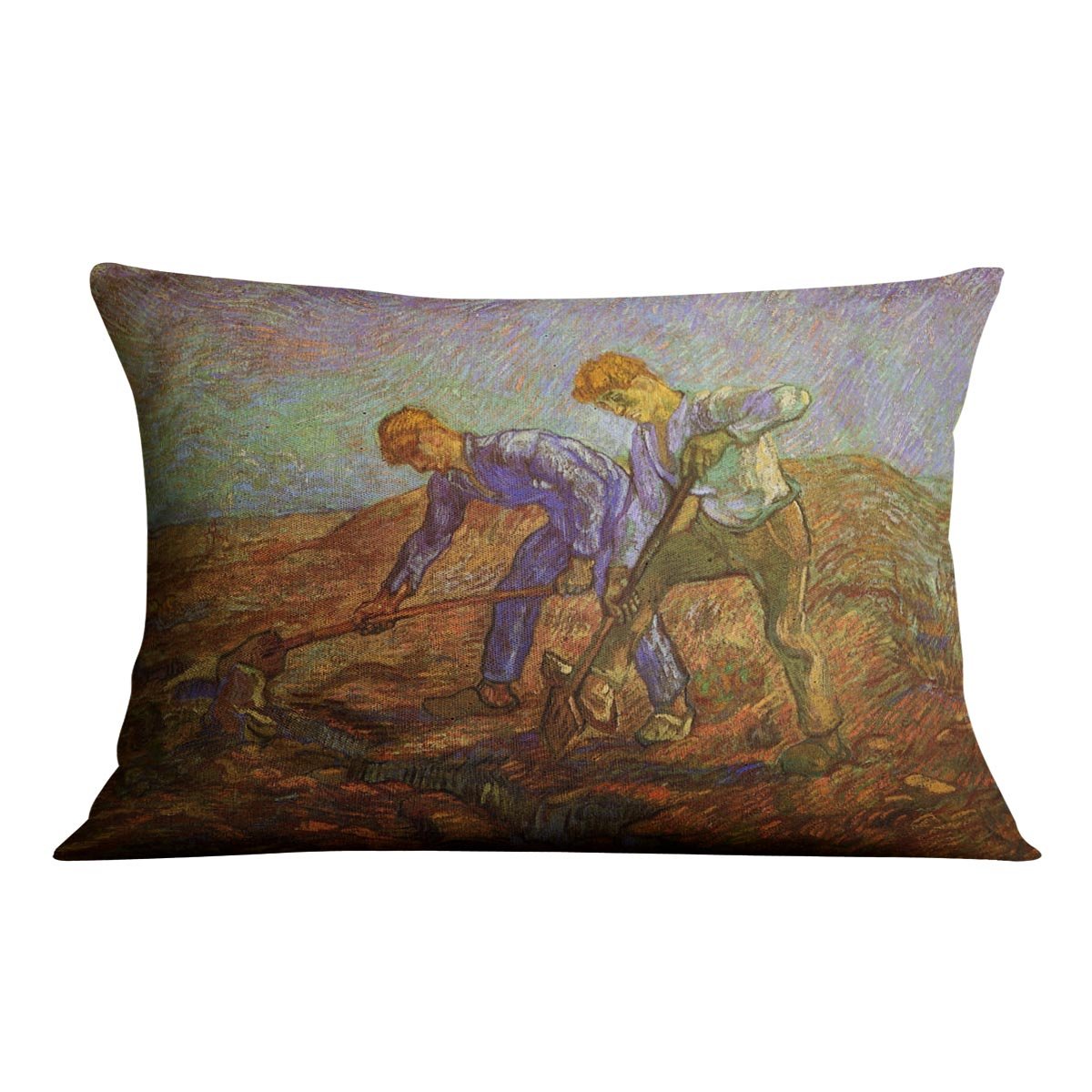 Two Peasants Digging by Van Gogh Throw Pillow