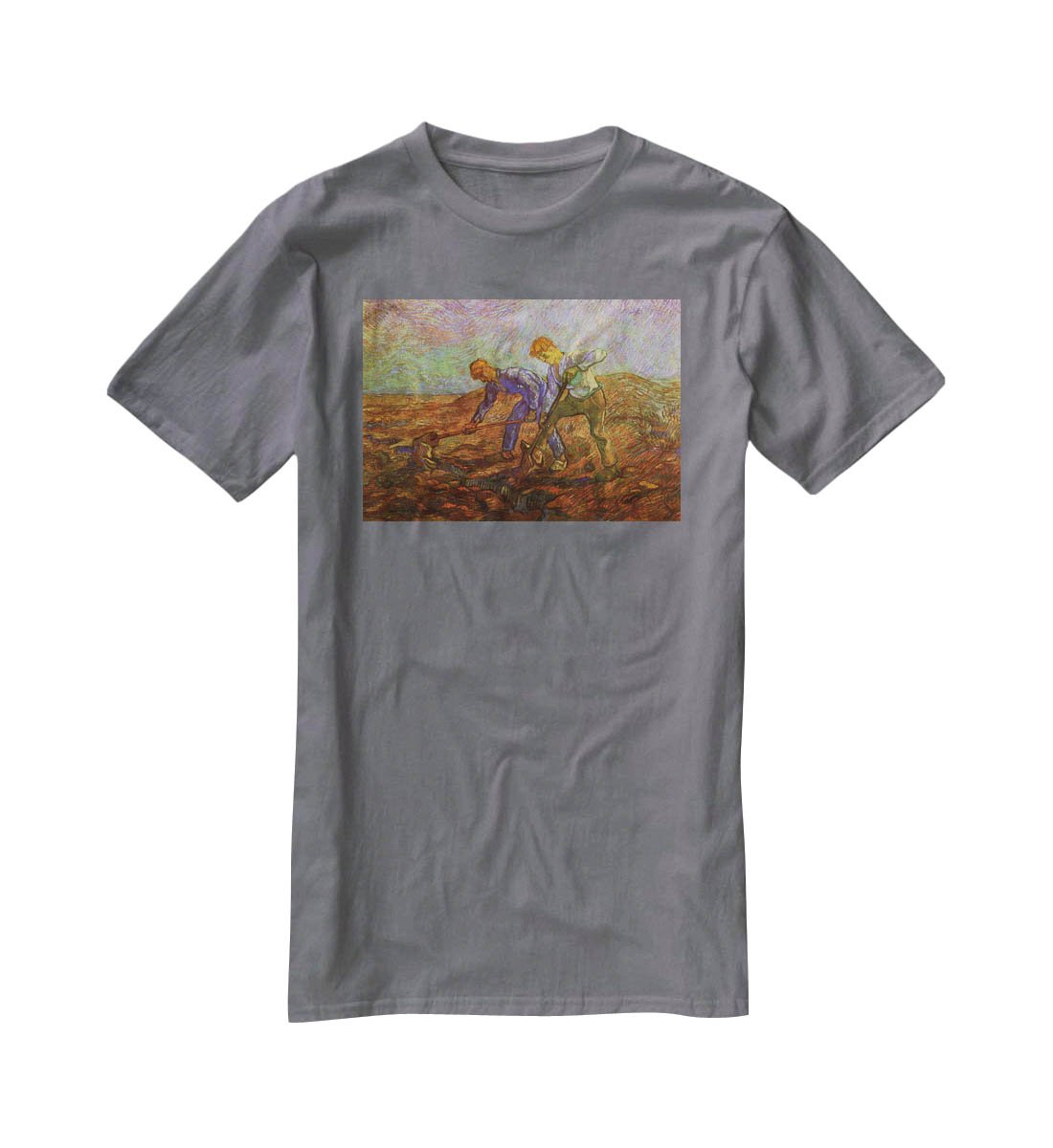 Two Peasants Digging by Van Gogh T-Shirt - Canvas Art Rocks - 3