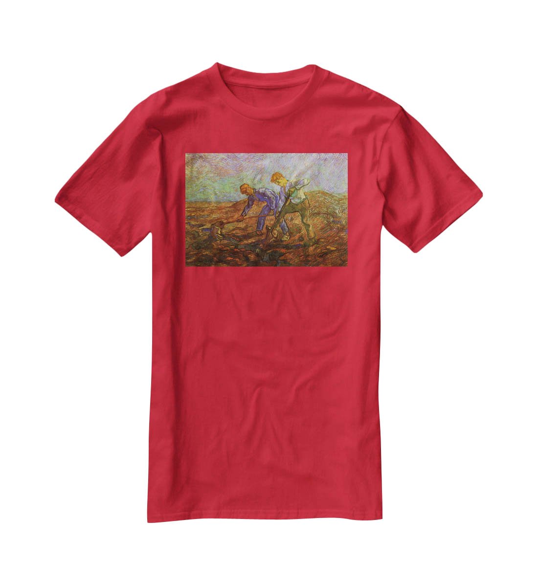 Two Peasants Digging by Van Gogh T-Shirt - Canvas Art Rocks - 4