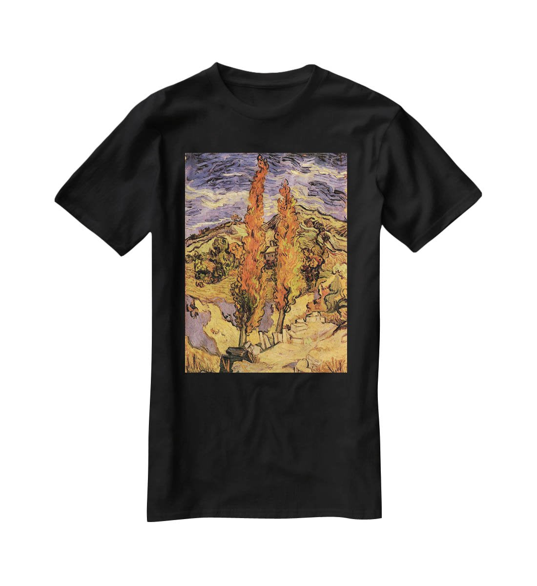 Two Poplars on a Road Through the Hills by Van Gogh T-Shirt - Canvas Art Rocks - 1