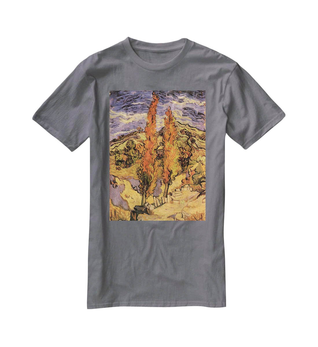 Two Poplars on a Road Through the Hills by Van Gogh T-Shirt - Canvas Art Rocks - 3