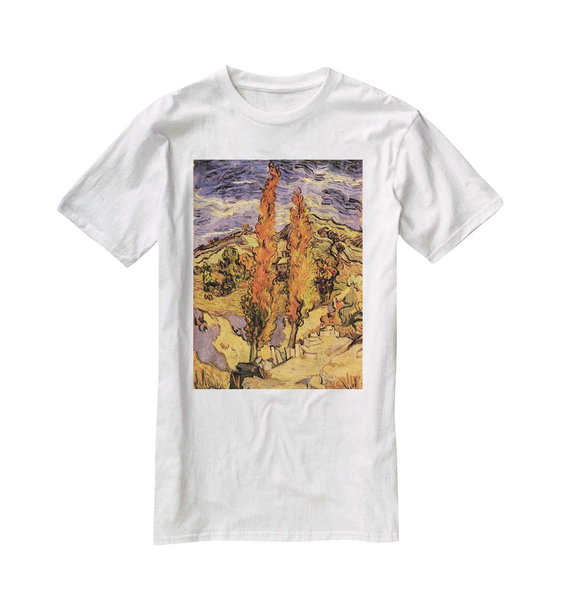 Two Poplars on a Road Through the Hills by Van Gogh T-Shirt - Canvas Art Rocks - 5