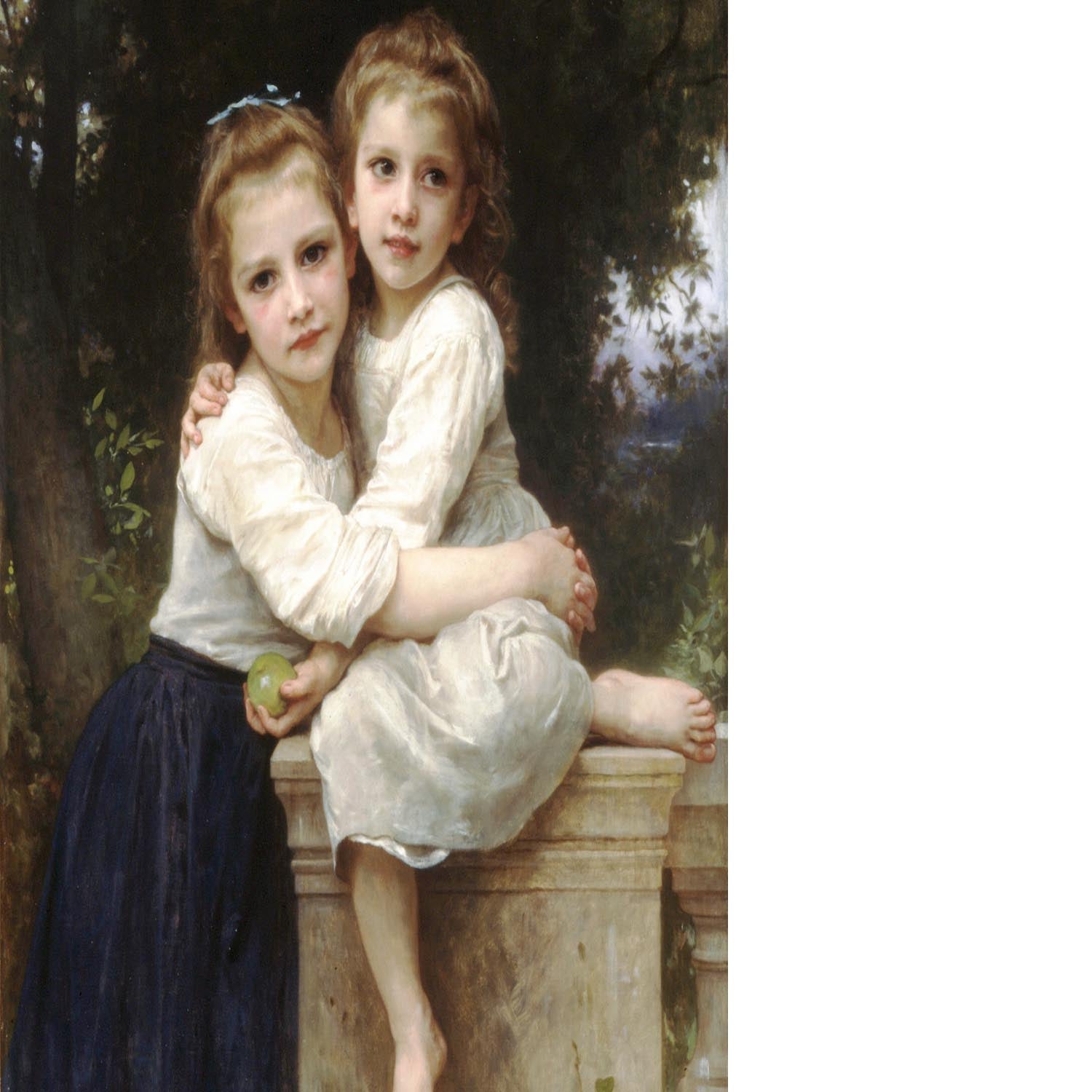 Two Sisters By Bouguereau Floating Framed Canvas