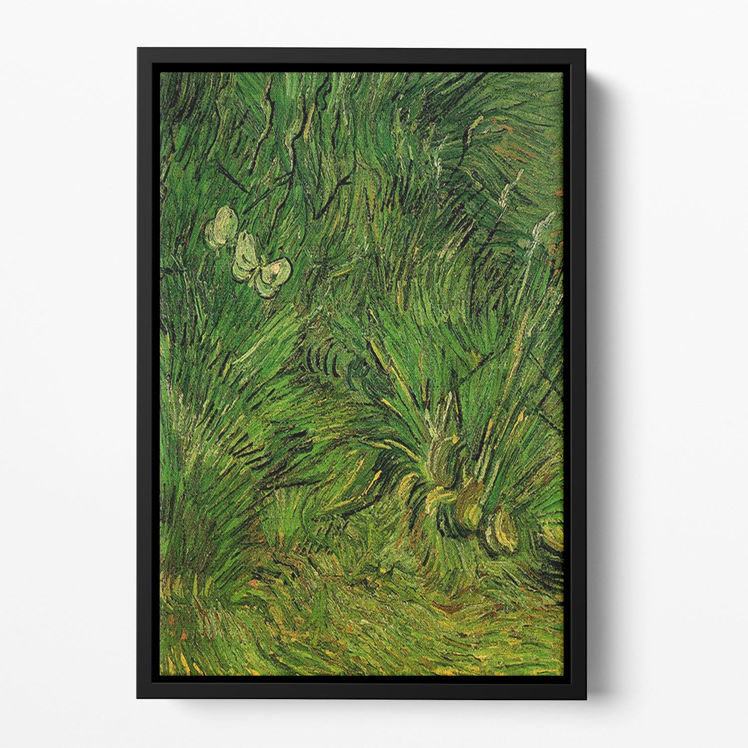 Two White Butterflies by Van Gogh Floating Framed Canvas