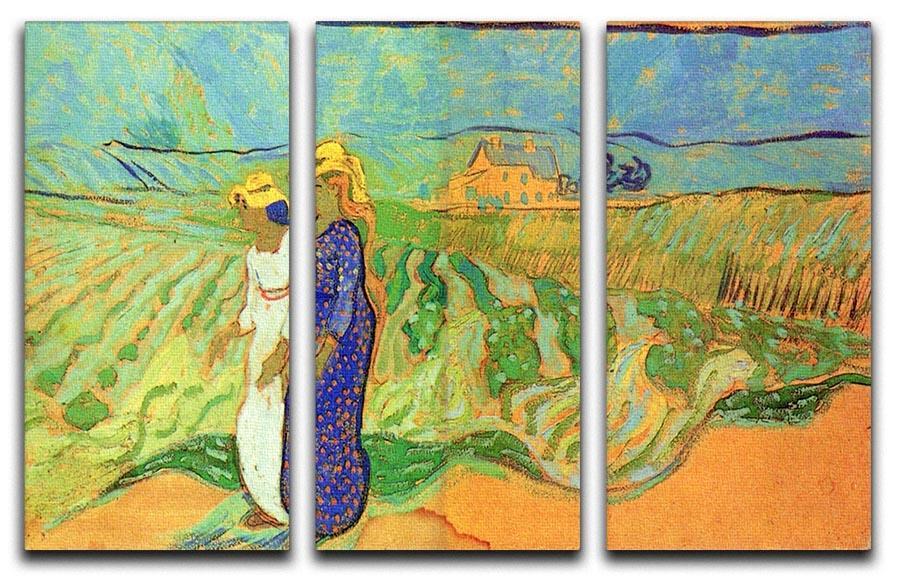 Two Women Crossing the Fields by Van Gogh 3 Split Panel Canvas Print - Canvas Art Rocks - 4