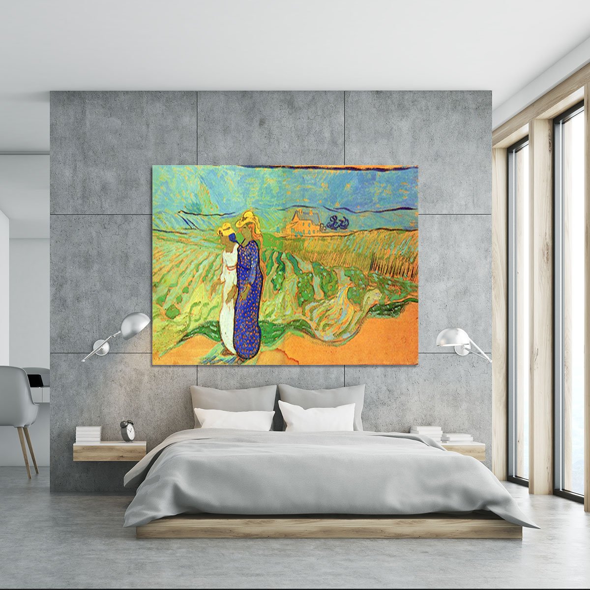 Two Women Crossing the Fields by Van Gogh Canvas Print or Poster