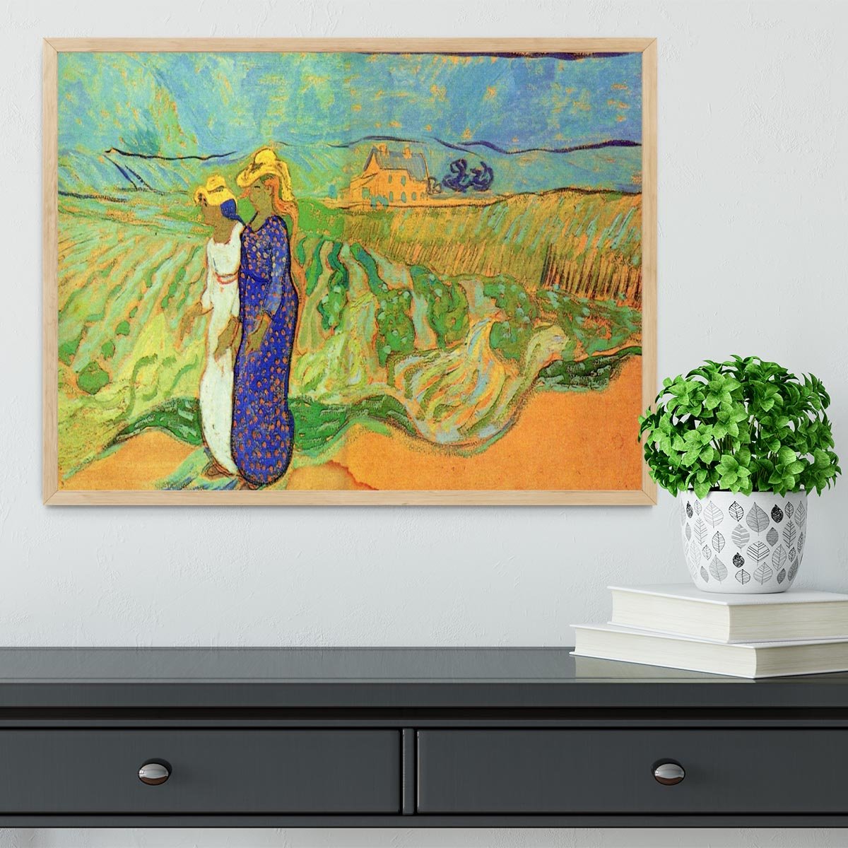 Two Women Crossing the Fields by Van Gogh Framed Print - Canvas Art Rocks - 4