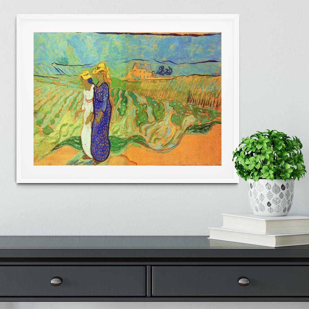 Two Women Crossing the Fields by Van Gogh Framed Print - Canvas Art Rocks - 5