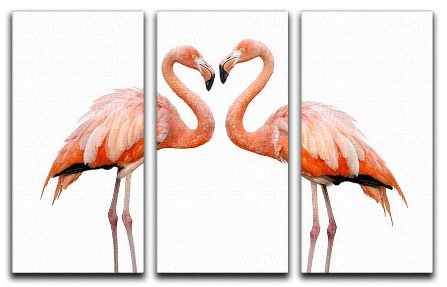 Two beautiful flamingos in love 3 Split Panel Canvas Print - Canvas Art Rocks - 1
