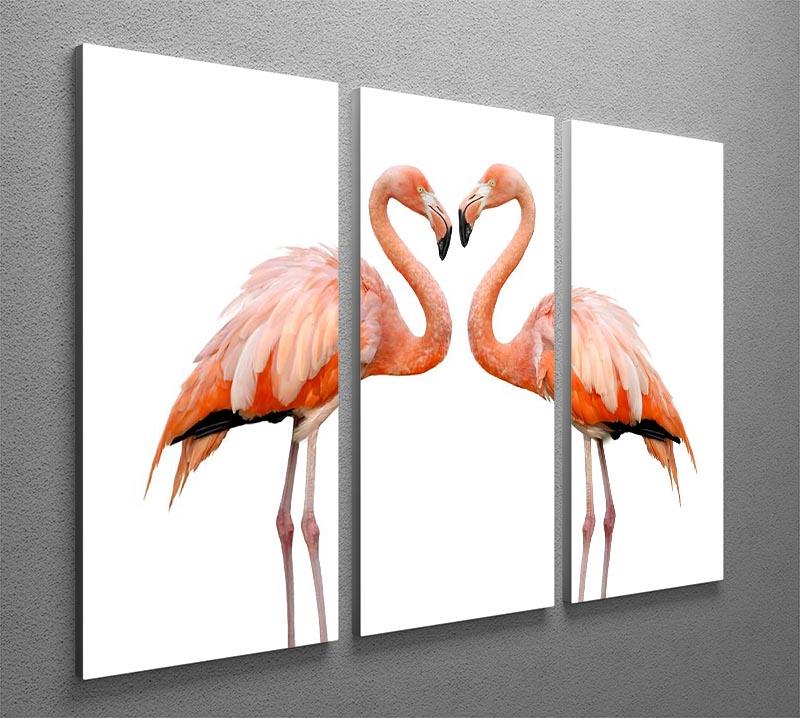 Two beautiful flamingos in love 3 Split Panel Canvas Print - Canvas Art Rocks - 2