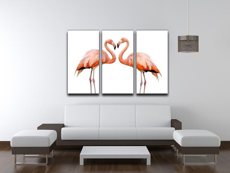 Two beautiful flamingos in love 3 Split Panel Canvas Print - Canvas Art Rocks - 3