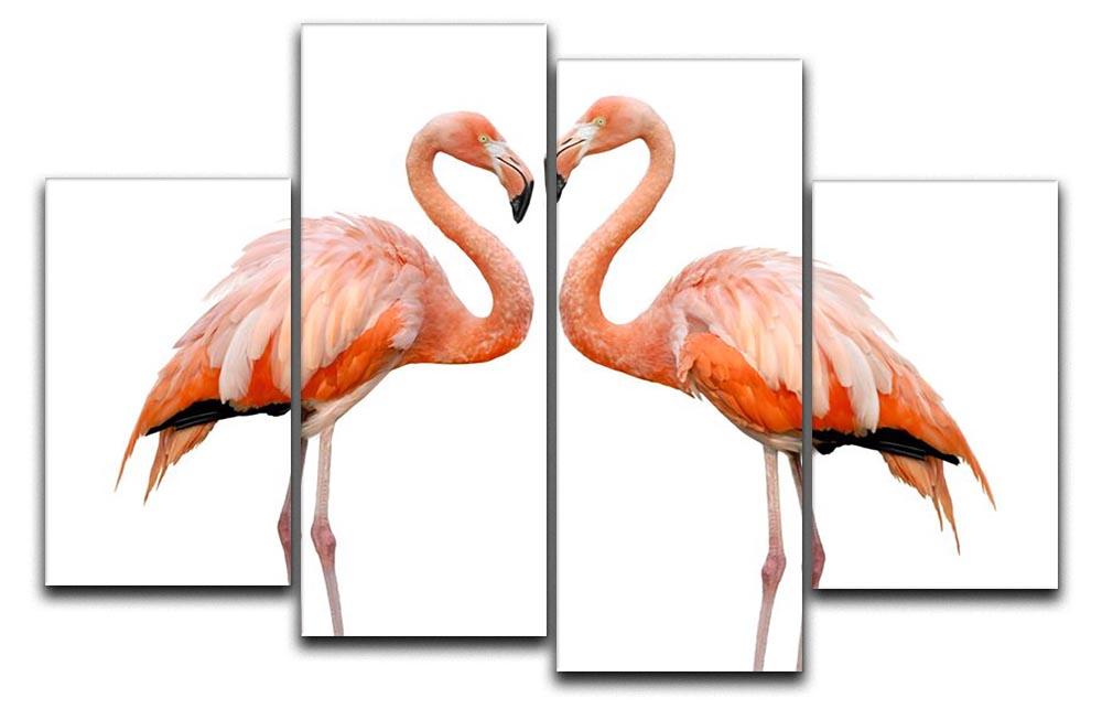 Two beautiful flamingos in love 4 Split Panel Canvas - Canvas Art Rocks - 1
