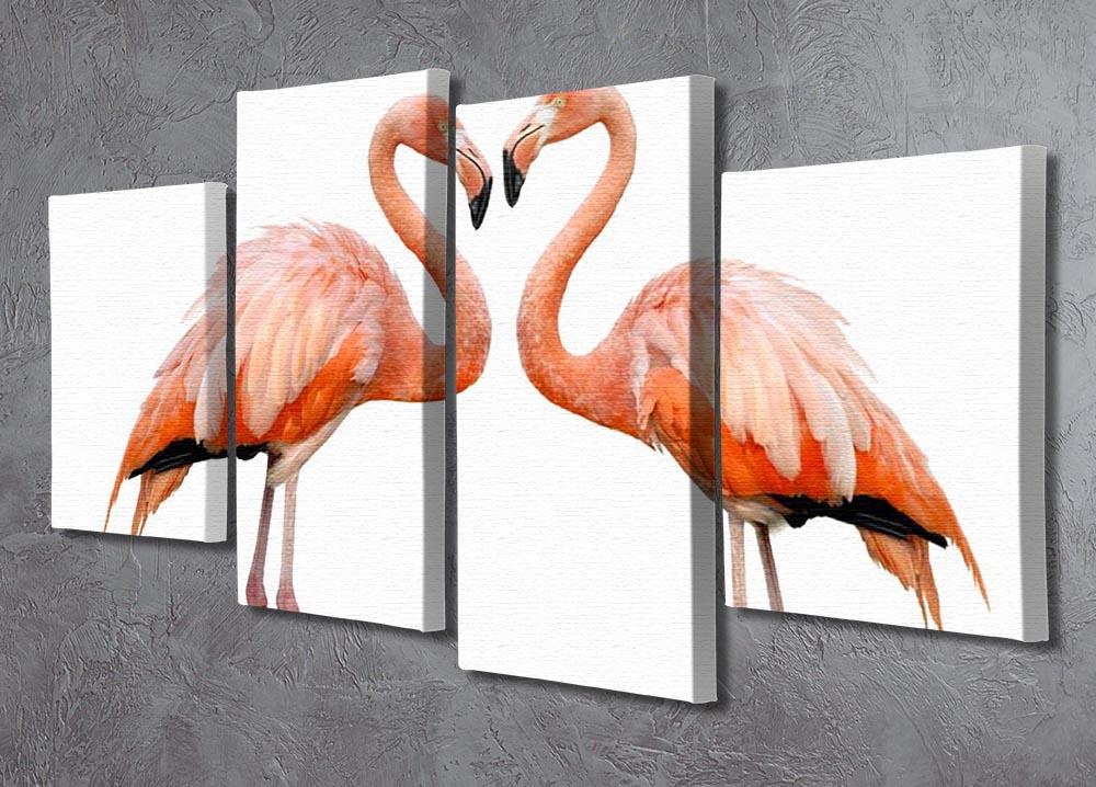 Two beautiful flamingos in love 4 Split Panel Canvas - Canvas Art Rocks - 2