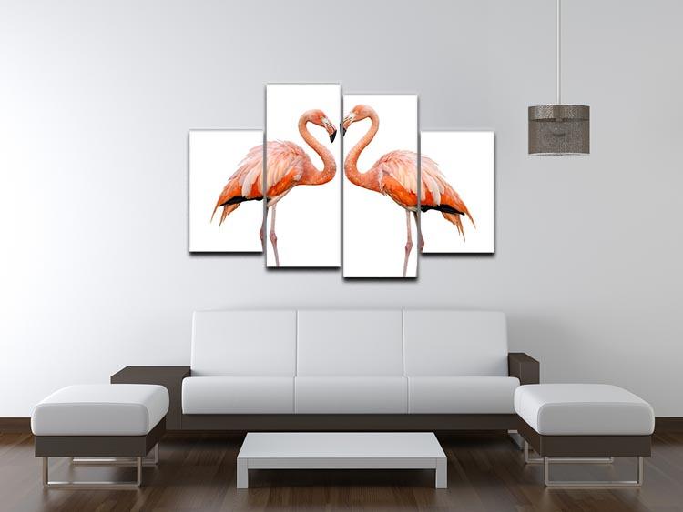 Two beautiful flamingos in love 4 Split Panel Canvas - Canvas Art Rocks - 3