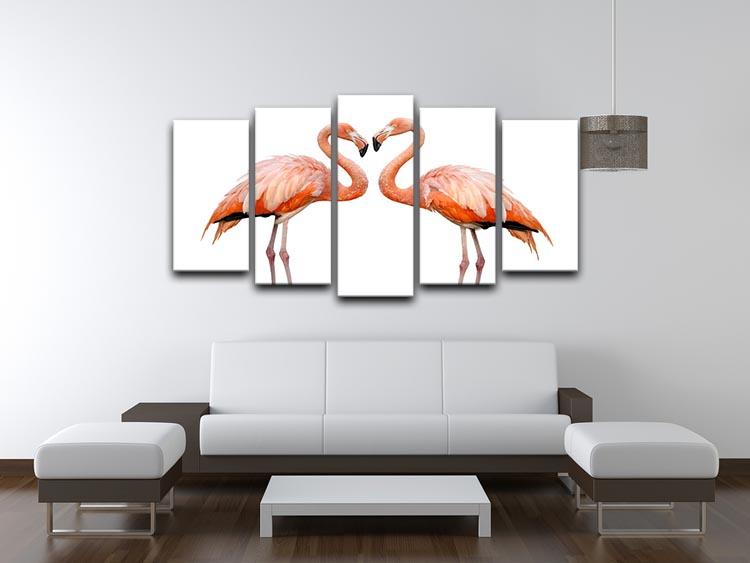 Two beautiful flamingos in love 5 Split Panel Canvas - Canvas Art Rocks - 3