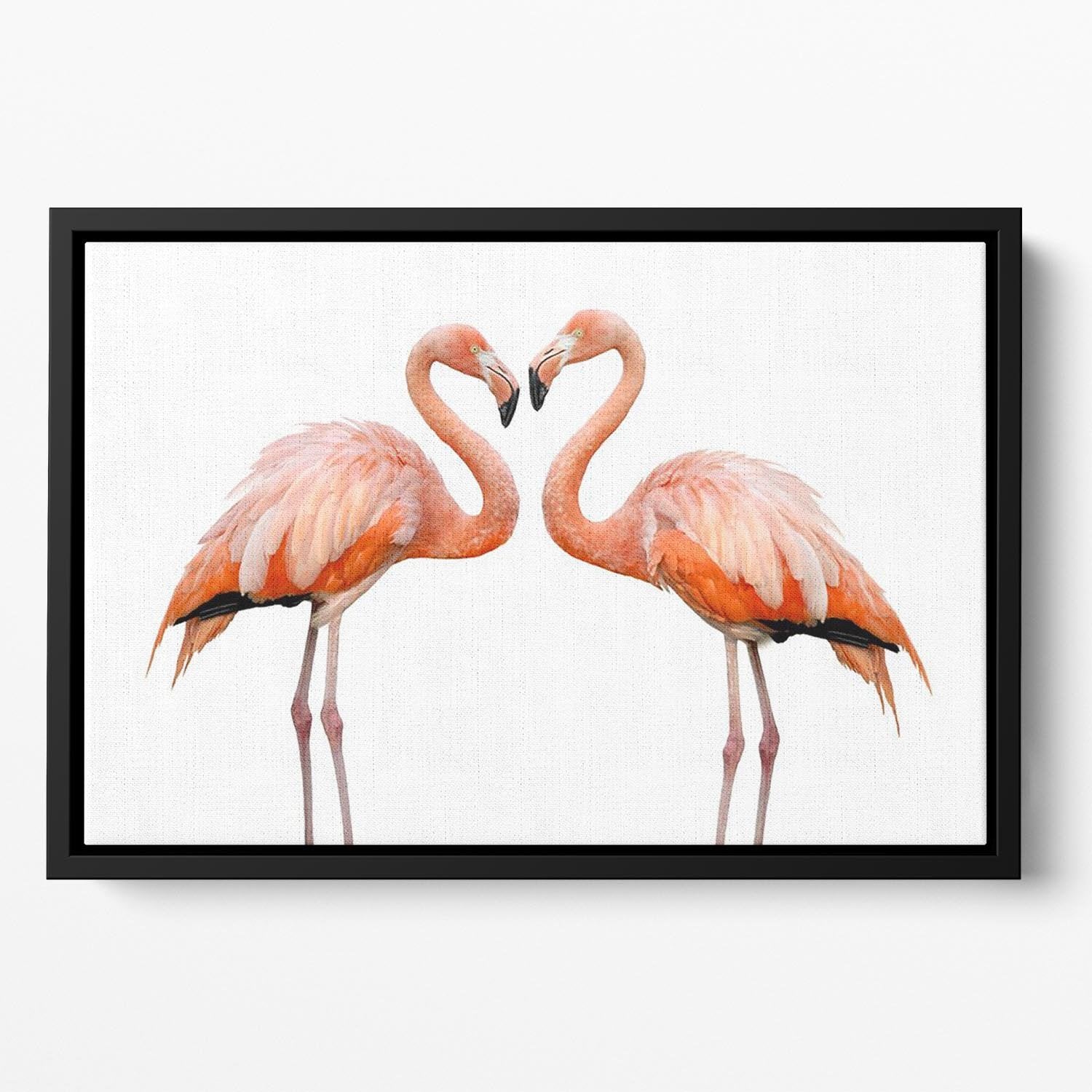 Two beautiful flamingos in love Floating Framed Canvas - Canvas Art Rocks - 2