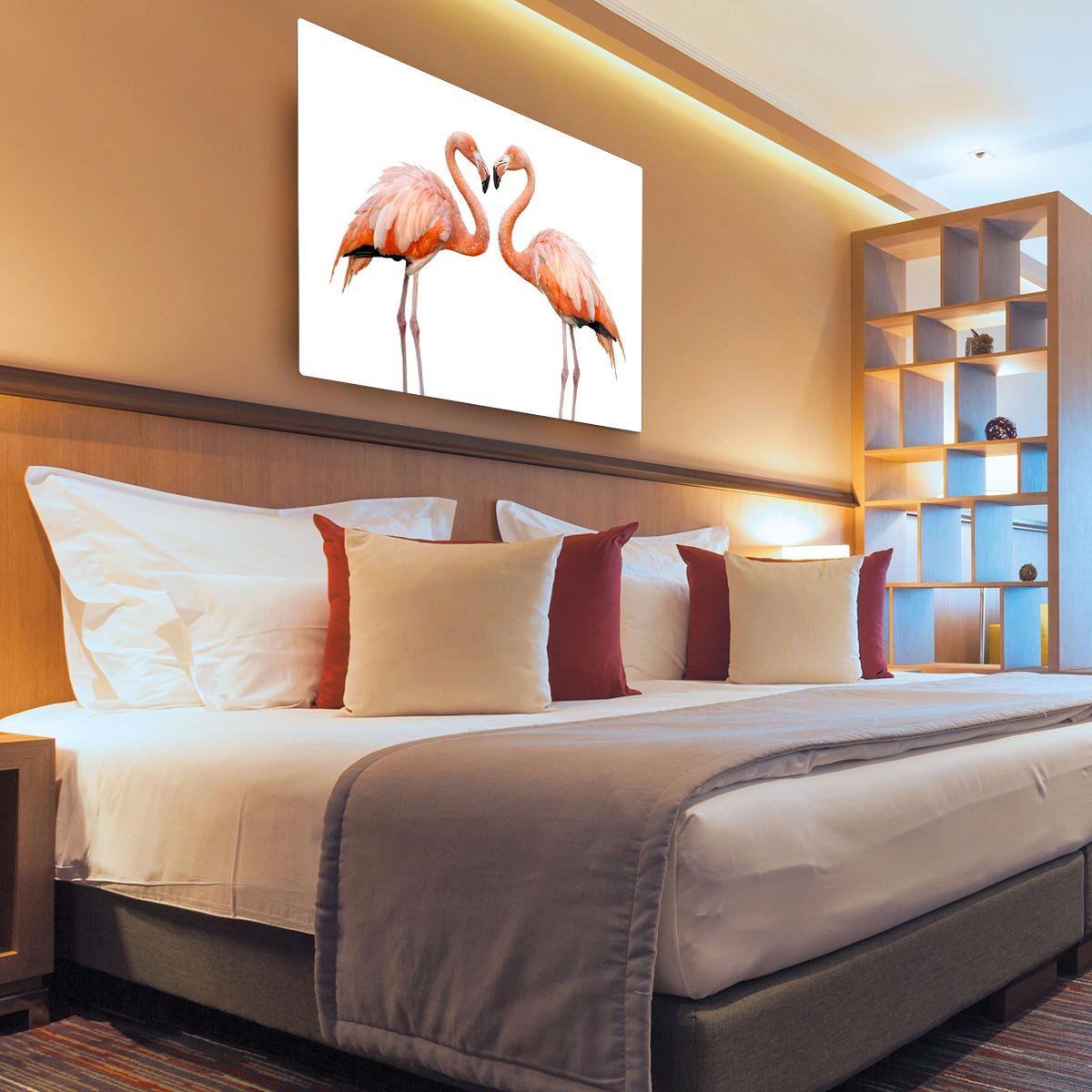 Two beautiful flamingos in love HD Metal Print - Canvas Art Rocks - 3