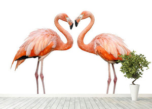 Two beautiful flamingos in love Wall Mural Wallpaper - Canvas Art Rocks - 4