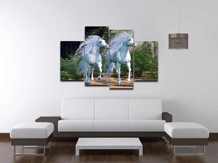 Two buck unicorns run together 4 Split Panel Canvas  - Canvas Art Rocks - 3