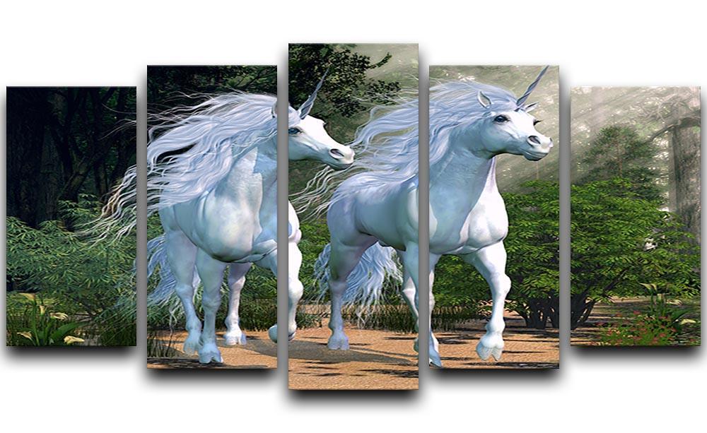 Two buck unicorns run together 5 Split Panel Canvas  - Canvas Art Rocks - 1