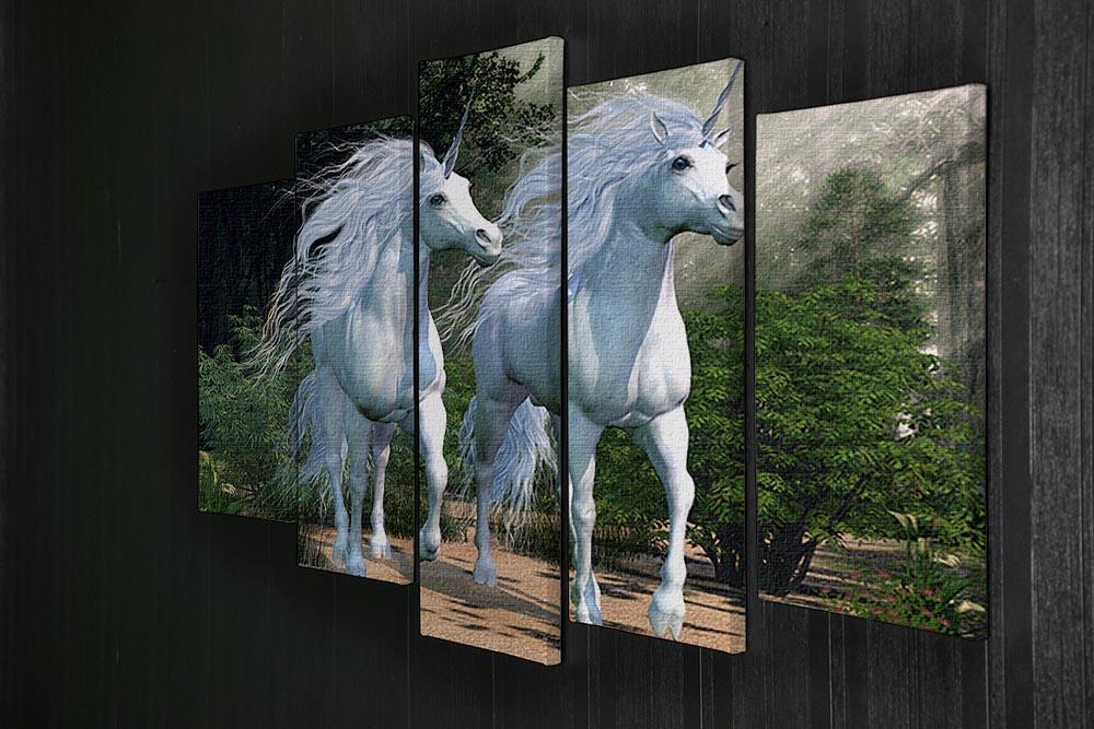 Two buck unicorns run together 5 Split Panel Canvas  - Canvas Art Rocks - 2